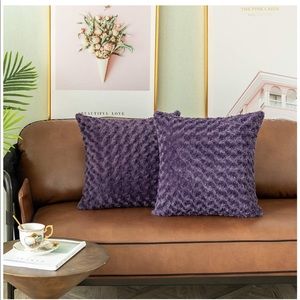 2 Soft Plush Luxury Purple Throw Pillow Covers